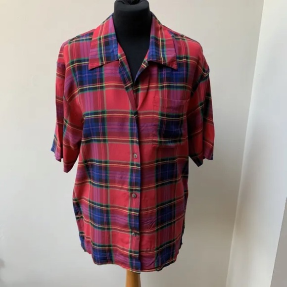 principles Tops - Vintage 90s tartan pure silk blouse